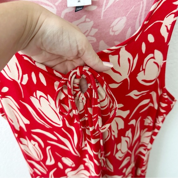 CAbi #6393 Tearoom Floral Maxi Dress Red Jersey Knit Size M - Picture 6 of 9